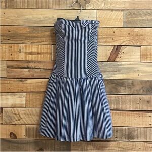 Abercrombie & Fitch Kids Navy and White Striped strapless dress
